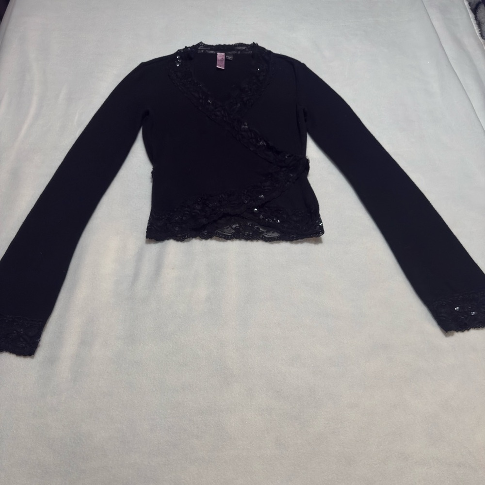 Dolled Up Black Embellished Fitted Crop Blouse